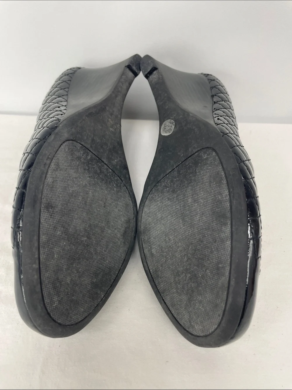 Tory Burch Black Quilted Patent Wedge Pumps, Size 8